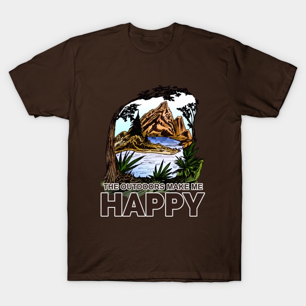 The Outdoors Make Me Happy T-Shirt by adamzworld